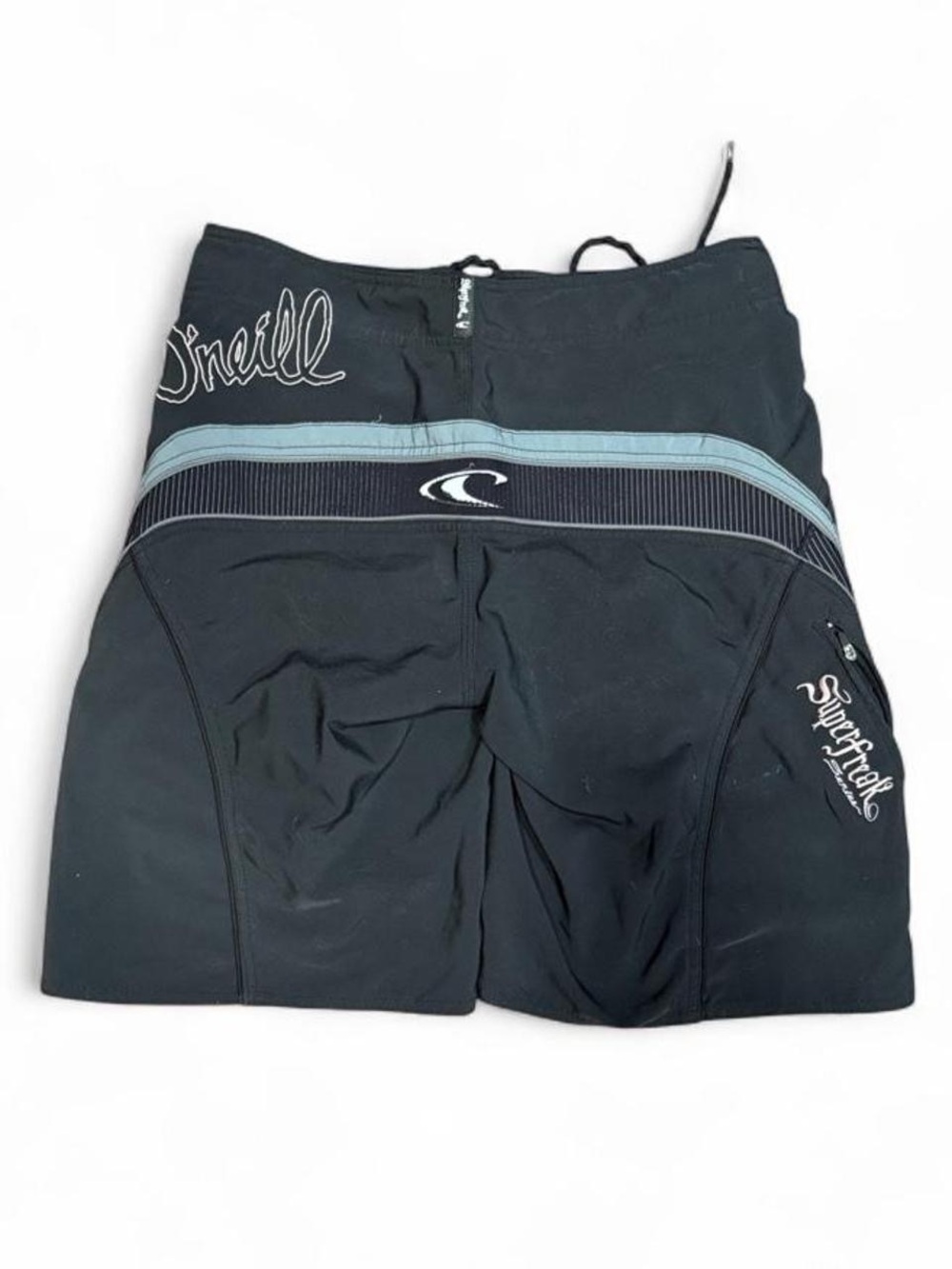 Y2K O'Neill Superfreak Striped Black Printed Board Shorts